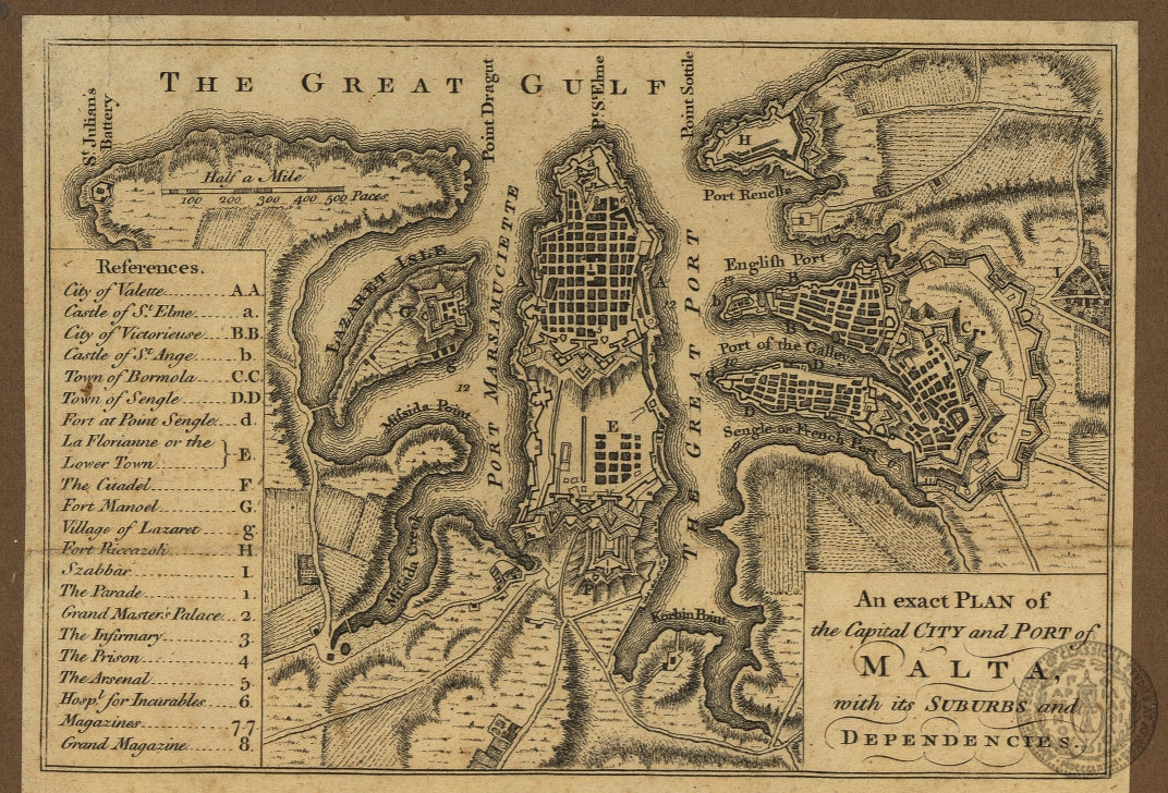 An exact plan of the Capital City and Port of Malta, with its suburbs and dependencies…